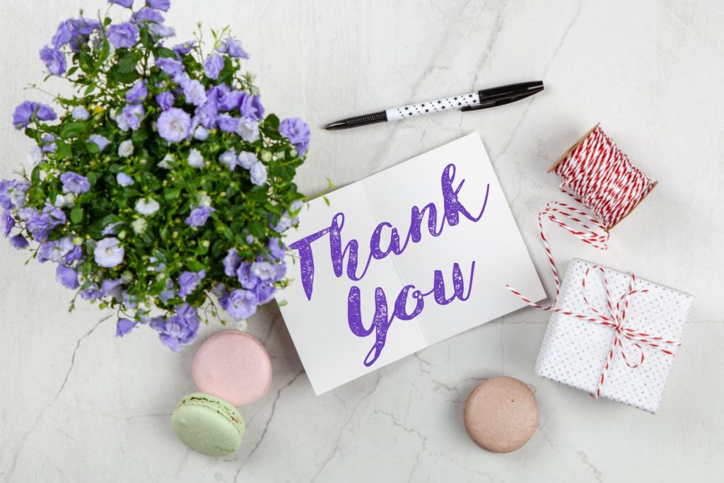 Purple petal flower and thank you card